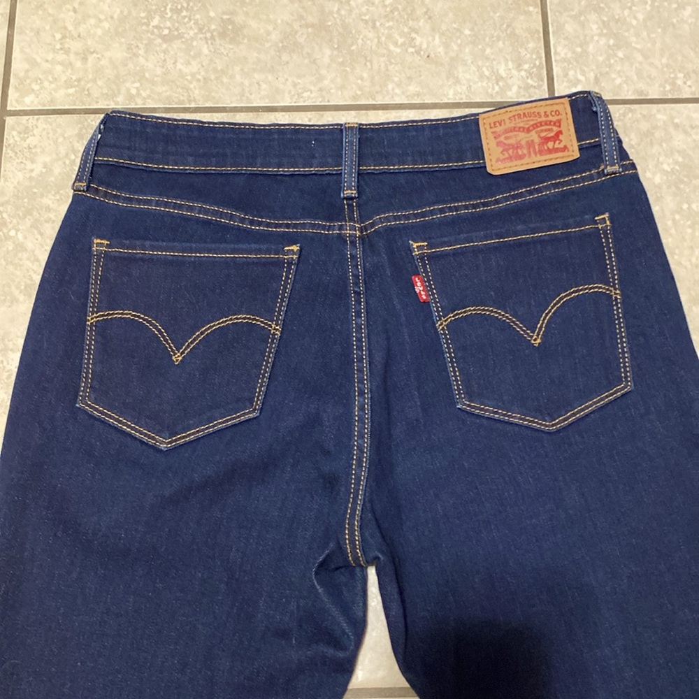 Mid Rise Levi's 715 Bootcut Black Cropped Jeans Ribcage